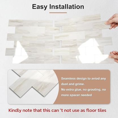 STICKGOO 10-Sheet Peel and Stick Backsplash on Subway Tile, Eurasia Biege | PVC Self Adhesive Kitchen Backsplash, Seamless, Wateproof, Stick on Tiles for Kitchen, Bathroom, RV