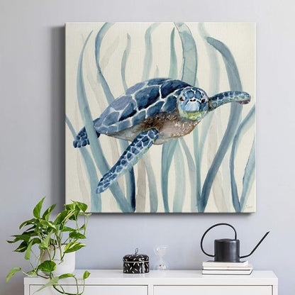 Renditions Gallery Turtle in Seagrass I Wall Art, Premium Gallery Wrapped Canvas Decor, Ready to Hang, 32 in H x 32 in W, Made in America Print