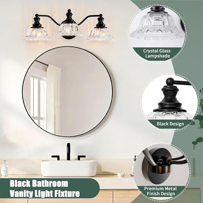 Farmhouse Vanity Lights for Bathroom Light Fixtures Black Vanity Lights 3 Light Bathroom Light Fixtures