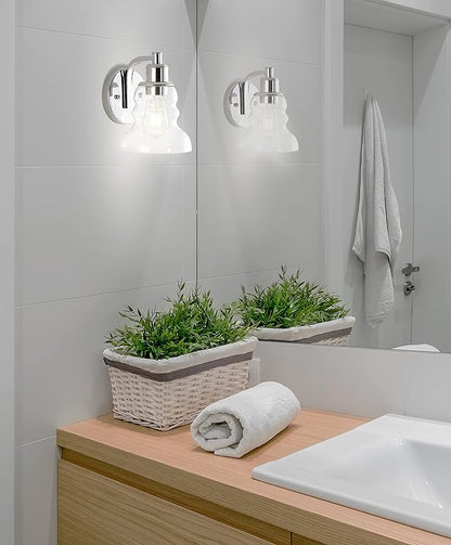 JONATHAN Y 6.5" Chrome Modern Industrial Rustic 1-Light LED Vanity Light with Clear Glass Shade, Vintage Wall Sconce for Bathroom Kitchen Hallway, LED Bulb Included (JYL3544B)