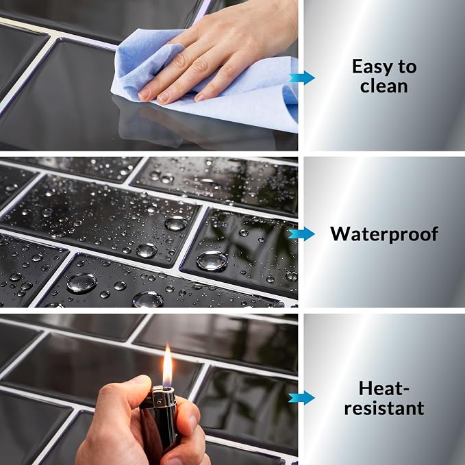 Joysticky 10-Sheet Peel and Stick Backsplash, 12" * 12" Laser Crystal Texture Stick on Tiles Backsplash for Kitchen & Bathroom，Thicker Design Peel and Stick Wall Tiles (Dark Purple)