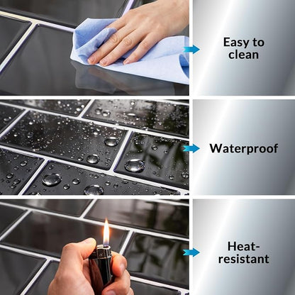 Joysticky 10-Sheet Peel and Stick Backsplash, 12" * 12" Laser Crystal Texture Stick on Tiles Backsplash for Kitchen & Bathroom，Thicker Design Peel and Stick Wall Tiles (Dark Purple)