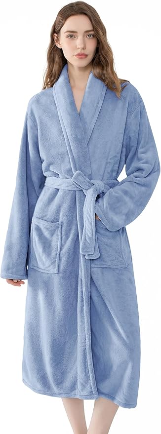 Soft Robe For Women，Warm Plush Bath Robes Female，Spa Towel After Shower Lightweight Long Bathrobe