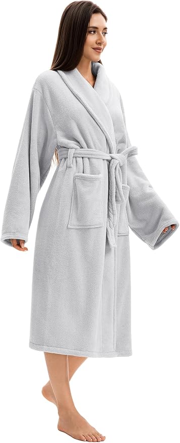 Soft Robe For Women，Warm Plush Bath Robes Female，Spa Towel After Shower Lightweight Long Bathrobe
