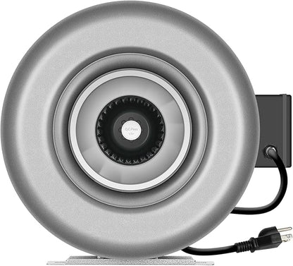 iPower Vent Blower 8 Inch 745 CFM Inline Duct Ventilation Fan HVAC Exhaust Blower for Grow Tent, Grounded Power Cord, Grey