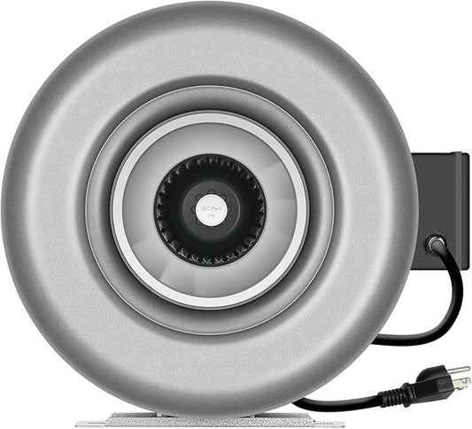 iPower Vent Blower 8 Inch 745 CFM Inline Duct Ventilation Fan HVAC Exhaust Blower for Grow Tent, Grounded Power Cord, Grey