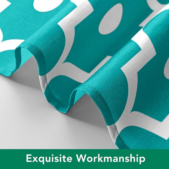 Fabric Modern Extra Long Shower Curtains for Bathroom-Turquoise and White | 72"W x 84"L Textured Faux Linen Elegant Classic Moroccan Bath Decor-Hotel Quality Transitional Washable & Breathable Cloth
