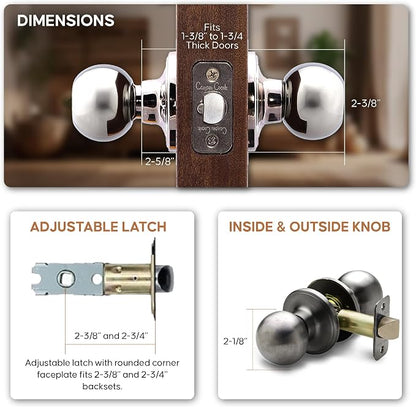 Copper Creek Passage Interior Door Knob – ANSI Grade-3 Certified, Modern Heavy Duty Handle, Easy Install and Reversible for Bedroom, Bathroom & Closets – Antique Nickel (1 Pack)