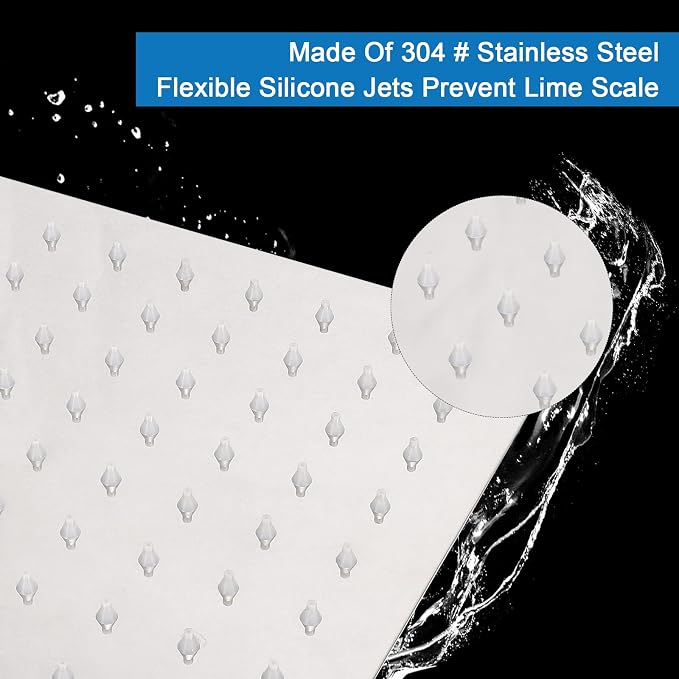 Shower Head with Extension Arm, High Pressure Square with ShowerArm, Stainless Steel Rainfall -Waterfall Full Body Coverage (10'' Shower with 16'' Arm, Chrome)
