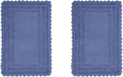 Better Trends Lilly Crochet Collection 100% Cotton 2 Piece Set (17" x 24" | 17" x 24") Bath Rug Set in Blue