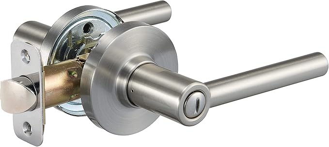 Amazon Basics Contemporary Madison Door Lever - Privacy- Satin Nickel, 1-Pack