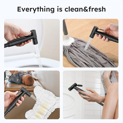 Arofa Black Handheld Bidet Sprayer, Bidet Attachment for Toilet, 2 Pack | Muslim Shower Toilet, Leak-Free Bidet Hose, Tank or Wall Mount, Feminine/Baby Wash, Cloth Diaper Rinse, Easy Installation