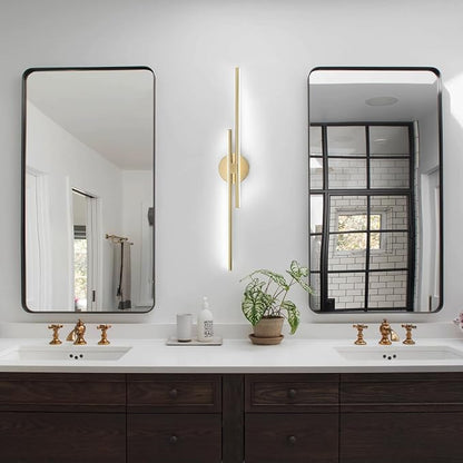EDISLIVE Dimmable Modern LED Vanity Light Fixtures Bathroom Vanity Wall Lighting, 31.5 in Mirror Vanity Lighting Fixtures for Bathroom Bedroom Makeup Living Room, Gold