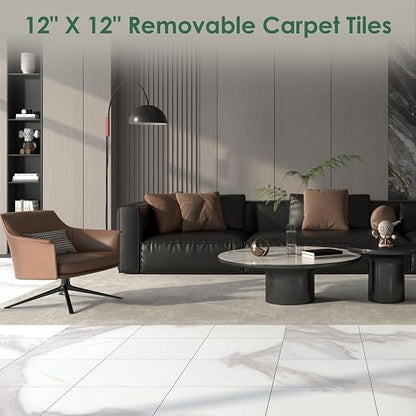VallisCo 30-Piece Peel and Stick Floor Tiles, 12x12 Covers 30 Sq. Ft. Waterproof Vinyl Flooring, Renter-Friendly Self-Adhesive Floor Stickers for Kitchen, Bathroom, RV, Basement & Home DIY White