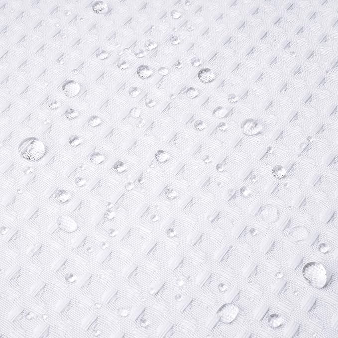 RiverDream Heavyweight Waffle No Hook Shower Curtain with Liner,White,54x80 | Dotted Waffle,Snap-in Liner,Heavy Duty,Quick Dry,Mesh Top Window,With Bottom Magnets,Hotel-Grade,Washable,Stall Long Size