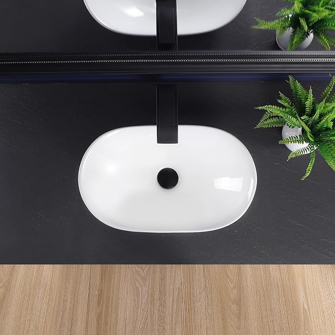 Vessel Sink 20.5"x12.6" Oval Bathroom Sink Modern White Porcelain Ceramic Above Counter Vanity Sink for Bathrooms Art Basin