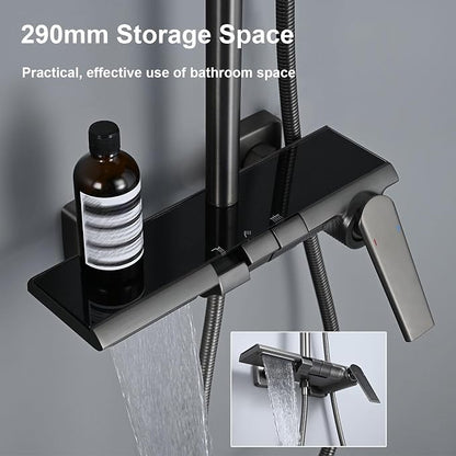 Exposed Shower System, Modern Piano Key Design, BSS0321 Shower Head Set, 30x20cm Shower Faucet Sets Complete, Handheld, Bathtub Faucet, 59A All Copper, Anti-Corrosion