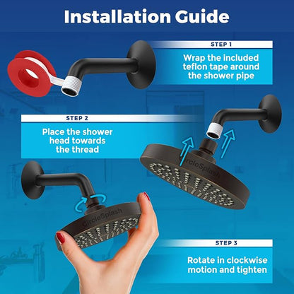 CircleSplash Shower Head - High Pressure 2.5 GPM - Oil Rubbed Bronze | Anti-clog silicone nozzles, removable restrictor, easy-clean fixed replacement