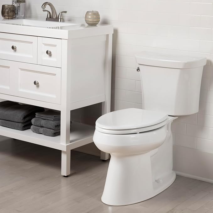 Bemis Ashland Modern Wood Toilet Seat with Decorative Edge, Slow Close, Secure Hinges, Made in USA, Elongated, Cotton White