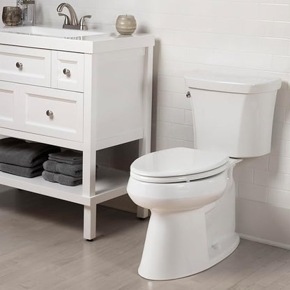 Bemis Ashland Modern Wood Toilet Seat with Decorative Edge, Slow Close, Secure Hinges, Made in USA, Elongated, White