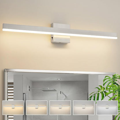 Nickel Bathroom Vanity Light Fixture 31.5'' 20W Dimmable 5CCT LED Hardwired | Bathroom Light Fixture Over Mirror, Bathroom Wall Sconce, Rust-resistant, ETL Certificated, 2700K/3000K/3500K/4000K/5000K
