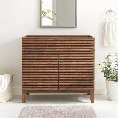 Modway Render 36" Bathroom Vanity Cabinet in Walnut - Sink Basin Not Included