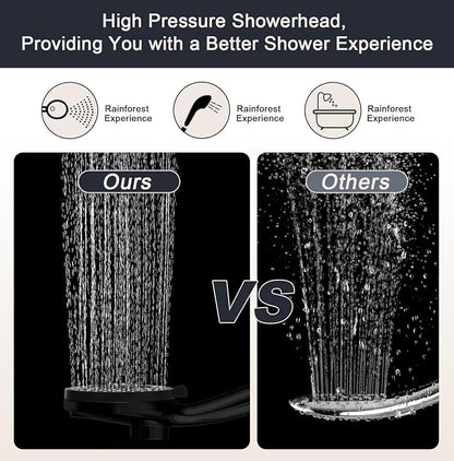 Black Filter Magnetic Shower Head with Handheld | High Pressure 9 setting Handheld Shower Head,Magnetic Bracket,59 Inches Stainless Steel Shower Hose,Filter Element