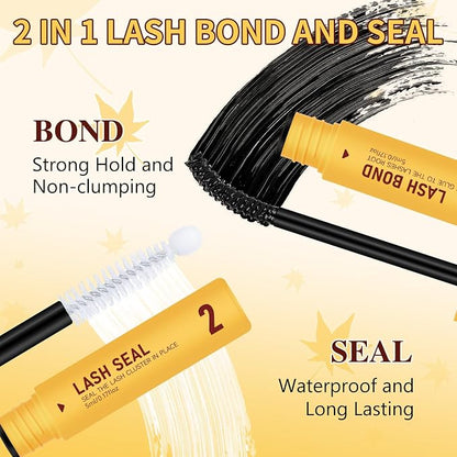 QUEWEL Lash Clusters Kit, 280Pcs 80D+100D Lash Cluster Eyelash Extensions | 10-18mm Lash Clusters Kit with Lash Bond and Seal and Lashes Tweezers Easy DIY at Home (80+100D 3D Kit)