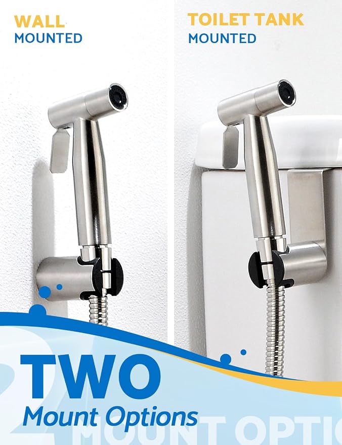 3-Pack Handheld Bidet Sprayer for Toilet, Adjustable Pressure | 3-Pack Set, Leak-Free Hose, Tank or Wall Mount, Cloth Diaper Rinse, Stainless Steel Body, Nozzle, Soft Silicone Nozzle