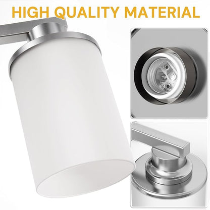 L LOHAS LED 3-Light Bathroom Vanity Light, Brushed Nickel | Milky White Frosted Glass Shades; Wall Sconce Over Mirror for Bedrooms; ETL Listed