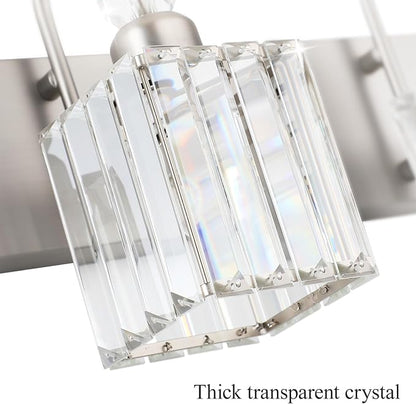 Ralbay Crystal Brushed Nickel Vanity Light for Bathroom 4-Light Modern Bathroom Light Fixtures