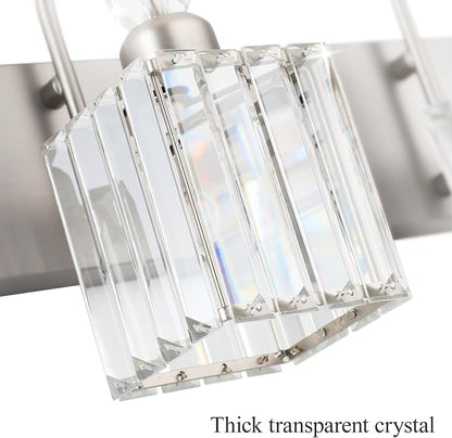 Ralbay Brushed Nickel Bathroom Vanity Light Crystal Modern 5 Light Bathroom Wall Lighting Fixtures Over Mirror