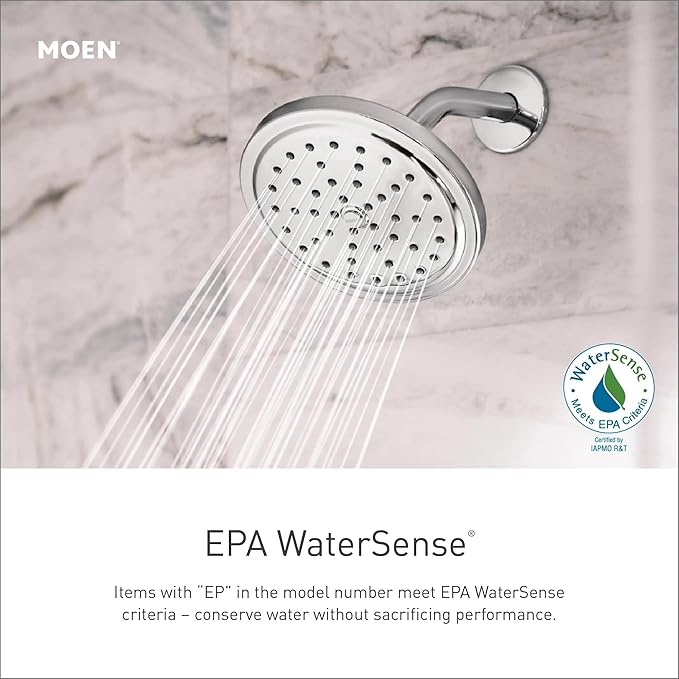 Moen Gibson Chrome Posi-Temp Pressure Balancing Modern Shower Trim with 8-Inch Rain Shower Head, Valve Required, T3002EP