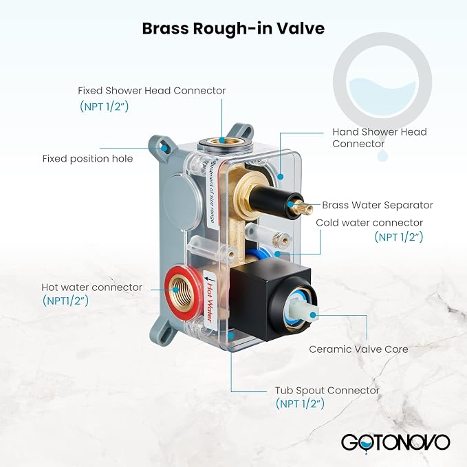 gotonovo Tub Shower Faucet Set with Valve Kit 10’’ Head,Oil Rubbed Bronze | Shower System with Tub Spout,SUS304 Rain Head with Handheld Sprayer,Swivel Spout,All Metal,Rough-In Valve Trim Kit,Wall Mount