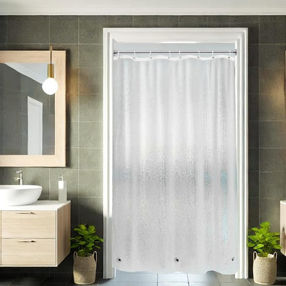 AooHome Shower Stall Curtain Liner for Small Size 48x72 Inch, 8G Eva RV Shower Curtain Frosted Pattern, Narrow Standing Single Water Repellent Shower Liner, Semi Transparent