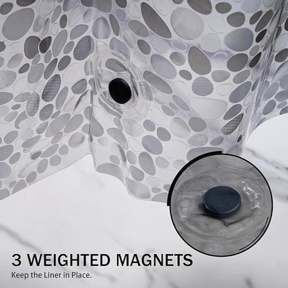 Shower Curtain Liner, 100% Waterproof Eva Shower Curtains with 3 Duty Heavy Bottom Magnets and 12 Rust Proof Grommets, 72x72 Weighted Shower Liner for Shower Stall, Bathtubs