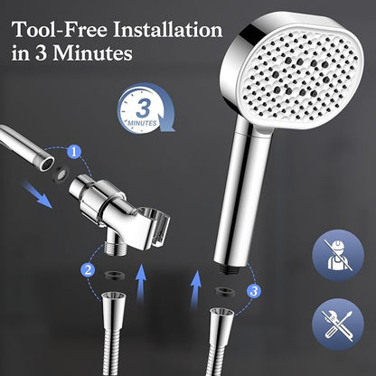 Filtered Shower Head with Handheld,High Pressure 4 Mode Shower with Filters | 6’’ Panel Shower Heads, Remove Chlorine & Reduce Dry Itchy Skin, Anti-clog Nozzles for Hard Water, Power Wash Showerhead