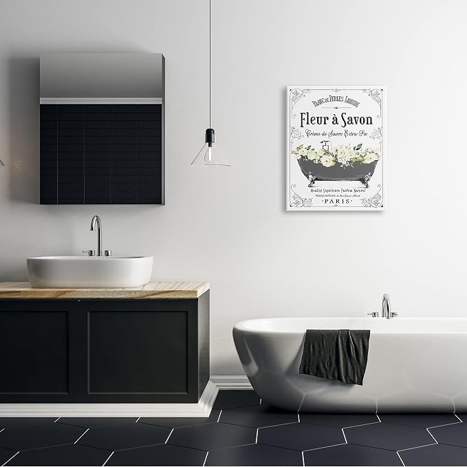Stupell Industries 'Fleur a Savon Vintage Parisian Bathroom Floral Tub', Canvas Art, 24 x 30 Inches, Easy to Hang and Sturdy, Made in USA, by Lettered and Lined | Stupell Industries | 24 x 30 Inches, Easy to Hang and Sturdy, Made in USA, by Lettered an...