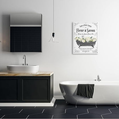 Stupell Industries 'Fleur a Savon Vintage Parisian Bathroom Floral Tub', Canvas Art, 24 x 30 Inches, Easy to Hang and Sturdy, Made in USA, by Lettered and Lined | Stupell Industries | 24 x 30 Inches, Easy to Hang and Sturdy, Made in USA, by Lettered an...