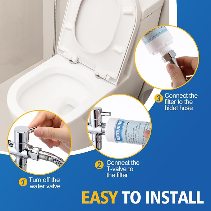 2 Pack Bidet Water Filter and Adapter for Electric Bidet Toilet Seats | Reduce Mineral Deposits, Soften Hard Water, Extends Bidet Lifespan, Easy Installation, Long-Lasting & Low Maintenance