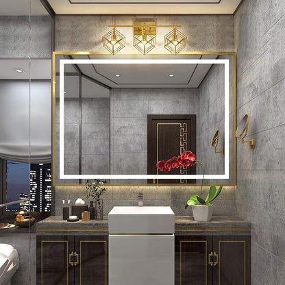 Bathroom Vanity Light with 3 Bulbs Bathroom Light Fixtures Over Mirror with 3 Rotatable Cube Shades Modern Wall Mounted Brushed Brass Gold