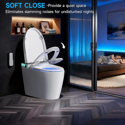 Nordic Smart Toilet with Built in, Auto Open Close Lid,Tankless One Piece Toilet, ADA Comfort Height, 1.28 GPF Auto Dual Flush, Heated Seat, Warm Air Dryer & Digital Display