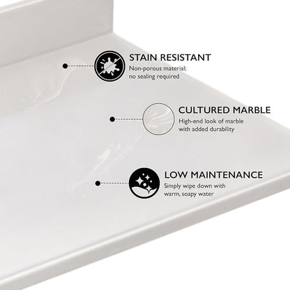 Design House Single Sink Vanity Top, 61", Ivory | With Backsplash, , Countertop, Classic, Cultured Marble, Bath, 597419