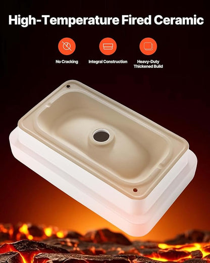 VEVOR Semi Recessed Bathroom Sink, 19.29 x 12.01 Inch Rectangular White Ceramic Vessel Sink with 1-3/4 Inch Drain Hole, Drop in Modern Lavatory Vanity Bath Wash Bowl Basin, Rectangle for Small Space