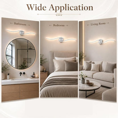 31.5 Inch LED Bathroom Vanity Light, Brushed Nickel, 5CCT | 31.5 Inch brushed nickel LED bathroom vanity light with 5CCT, 20%-100% dimming, hardwired horizontal/vertical mount