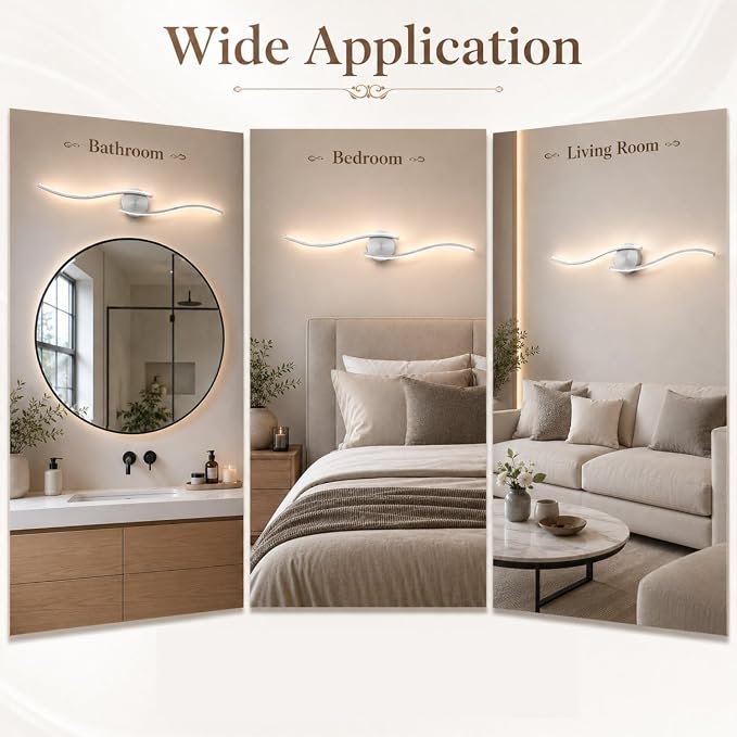 16 Inch LED Bathroom Vanity Light, Brushed Nickel, 5CCT | 16 Inch brushed nickel LED bathroom vanity light with 5CCT, 20%-100% dimming, hardwired horizontal/vertical mount