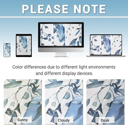 No Hook Floral Shower Curtain with Liner, Eucalyptus Blue, 71x74 | Snap in Liner, 3 in 1, Water Repellent, Easy Install, Machine Washable, Hotel Style for Bathroom, Watercolor Pattern