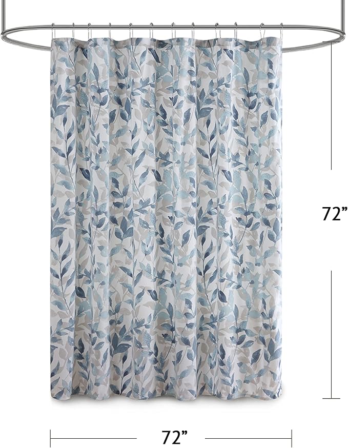 Madison Park Sofia Shower Curtain for Bathroom, 72 x 72, Blue | Ultra Soft, Microfiber, Adds Privacy, Machine Washable, OEKO-TEX Certified
