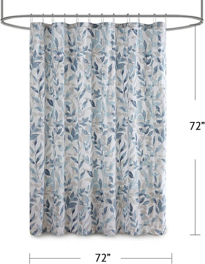 Madison Park Sofia Shower Curtain for Bathroom, 72 x 72, Blue | Ultra Soft, Microfiber, Adds Privacy, Machine Washable, OEKO-TEX Certified