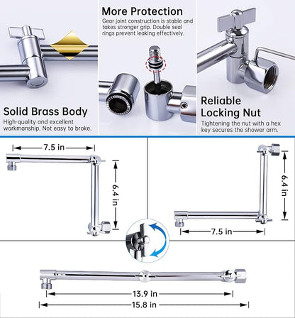 G-Promise All Metal 12 Inches Rainfall Shower Head with Handheld Combo | All Metal, Built to Last, Easy Install, Adjustable Height & Angle for All Heights, Extra Long Hose, Modern Upgrade